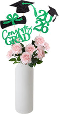 Gexolenu 16 PCS Green and Black Double-Sided 2026 Graduation Centerpieces for Tables, 2026 Table Toppers Party Centerpiece Sticks Party Supplies, Graduation Party Decorations Class of 2026, Set of 4