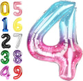 Number 4 Balloon, 40 Inch Large 4 Balloons for Birthday Party Decoration, Pink Blue Purple Number 4 Ballon for 4, 14, 24, 40 Celebration, Birthday, Christmas, Anniversary Decor