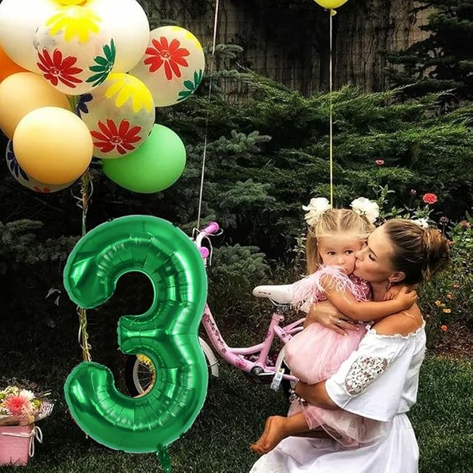 TONIFUL 40 Inch Dark Green Large Numbers Balloon 0-9 Birthday Party Decorations,Foil Mylar Big Number 3 Balloon Digital 3 for Birthday Party,Wedding, Bridal Shower Engagement Photo Shoot, Anniversary