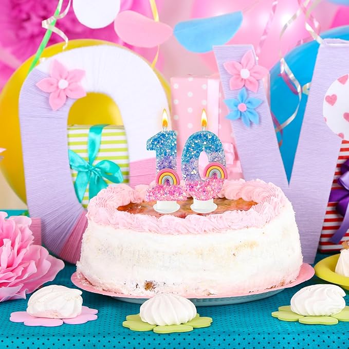 Rainbow Birthday Number Candles, Number 1 Candles, Cupcake Decorations, Macaron Birthday Cake Decorations, Cartoon Theme Party Supplies (Number 1)
