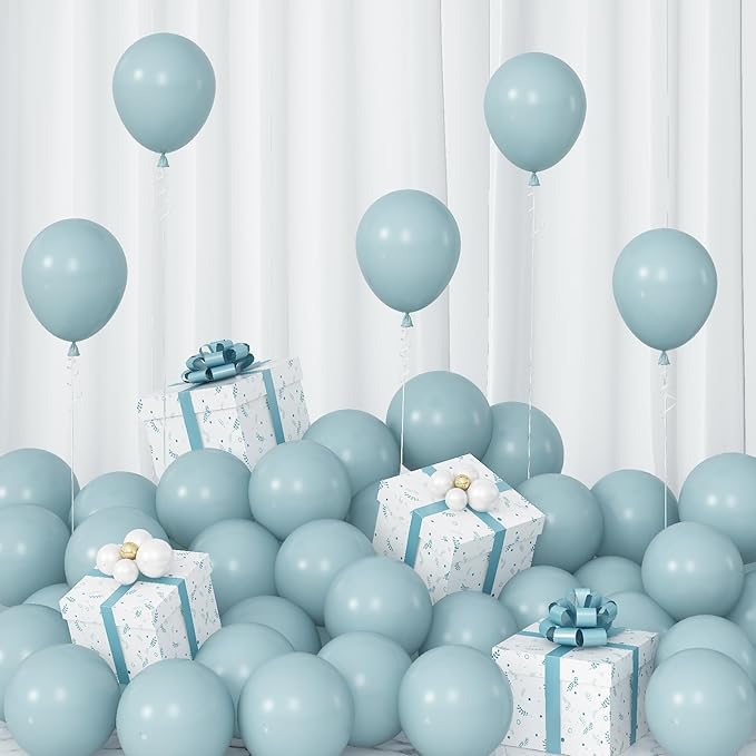 Blue Balloons 5inch Pale Aqua Balloons 60pcs Mini Round Small Retro Light Dusty Fog Mist Blue Latex Balloon for Arch Garland Boho Birthday Party Decoration Wedding Baby Shower Graduation
