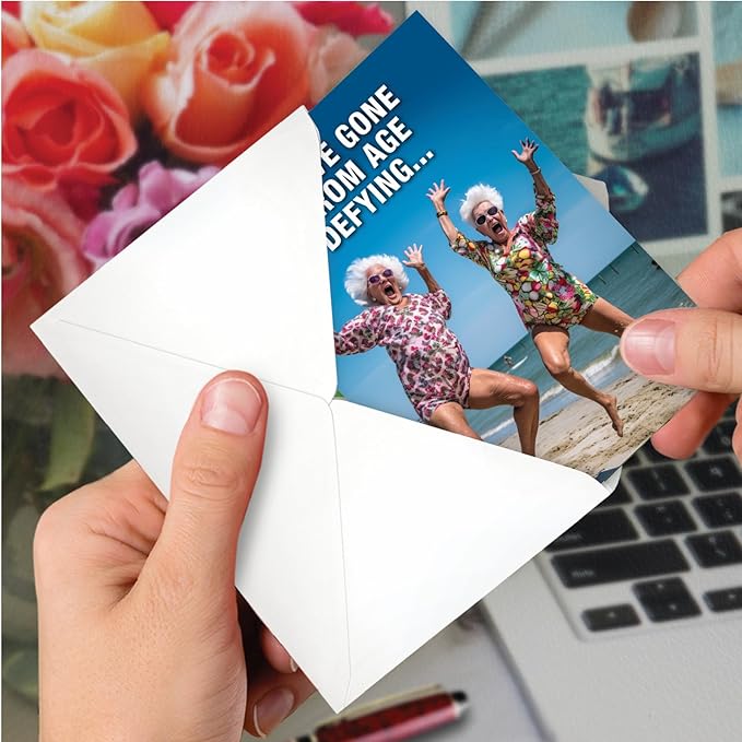 NobleWorks Humorous Birthday Greeting Card with 5 x 7 Inch Envelope (1 Card) Bday Age Defying C10077BDG