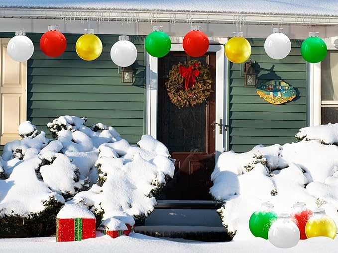 YONTUS 9 Inches Blow up Christmas Ornaments, Inflatable Christmas Balls Outdoor, Christmas Decorations for Porch (8 Pcs)