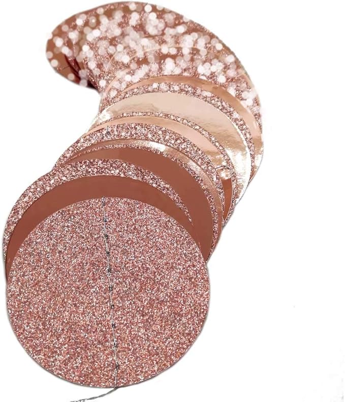 TTSAM 6 Pcs Rose Gold Paper Circle Dots Garland, 52 Feet, Perfect for Birthday, Bachelorette, Engagement, Wedding Parties, Reusable, Pre-strung