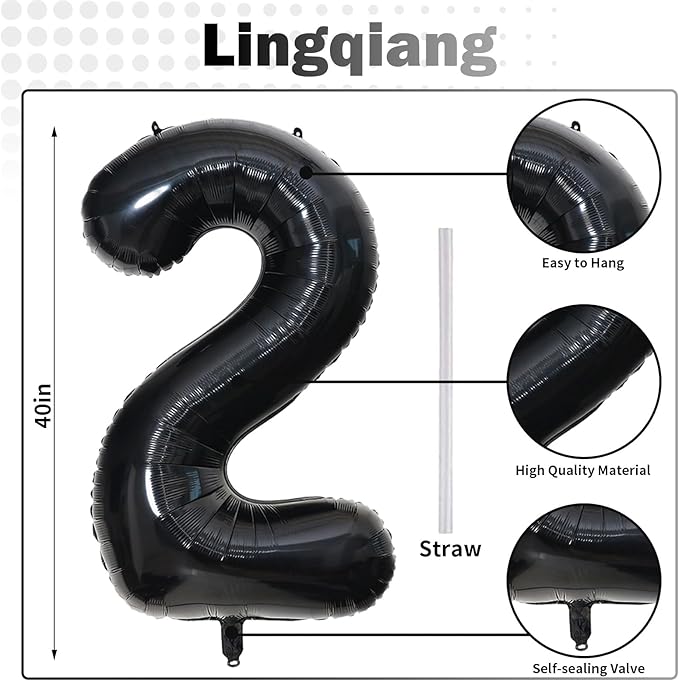 Black 21st Birthday Balloons for Her, 40In Black Mylar Foil Number 21 Balloons for Boys Girls, Birthday Party Balloons Numbers 2 and 1 for Women Men 12th 21st Anniversary Decorations Supplies