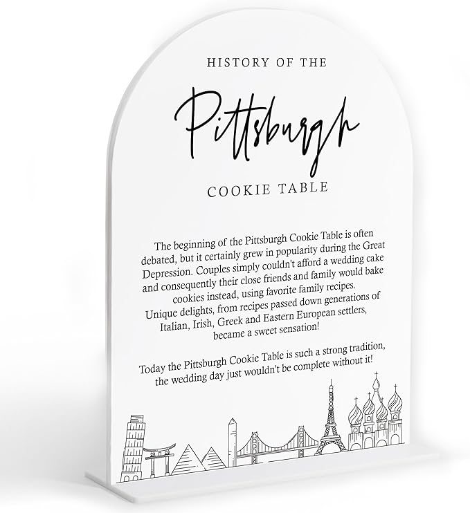 Pittsburgh Cookie Table Sign, White Arch Acrylic Wedding Sign for Ceremony and Reception Decor, Dessert Table Decor, Bridal Shower Decorations, Centerpiece Decorations Party-19