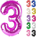 Rosy Purple Number 3 Balloon 40 Inch, 3 Balloon Number, 3rd Birthday Decorations, Rosy Purple Party Supplies for Boys Girls