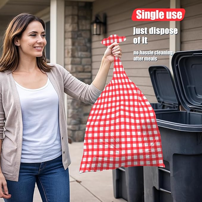 6pcs 54X108inch Red Checkered Tablecloth,Red Gingham Tablecloths Buffalo Plaid Disposable Plastic Table Covers for Birthday Baby Shower Bridal Wedding Party Birthday Decorations