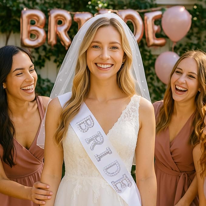 Bride to Be Sash Veil Bachelorette Party Accessories, Bridal Shower Decorations, Engagement Gifts for Bride