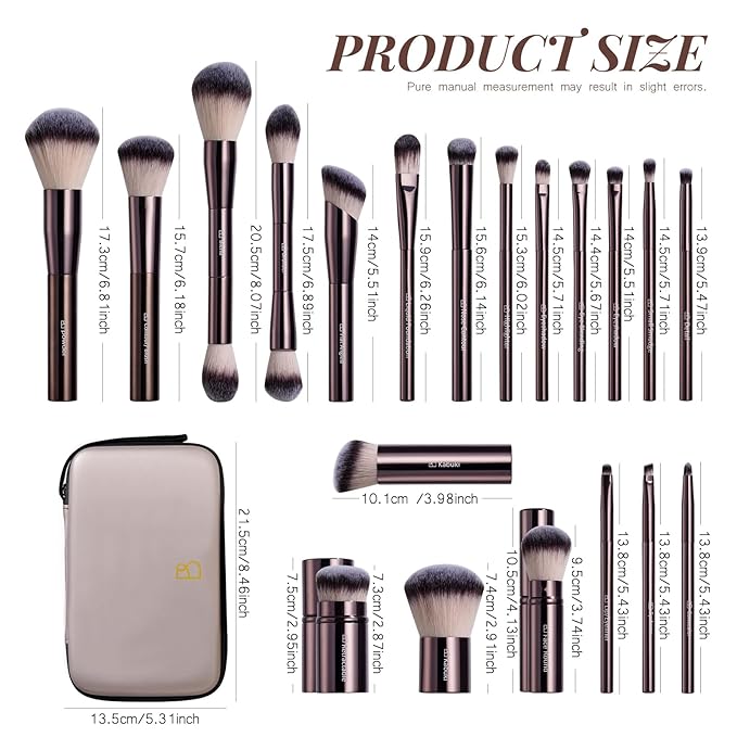 Makeup Brushes BS-MALL Professional Makeup Brush with Travel Case, Includes Foundation, Powder, Concealer, Lip & Eyeshadow Brushes for Daily Use & Versatile Occasions All-aluminum tube