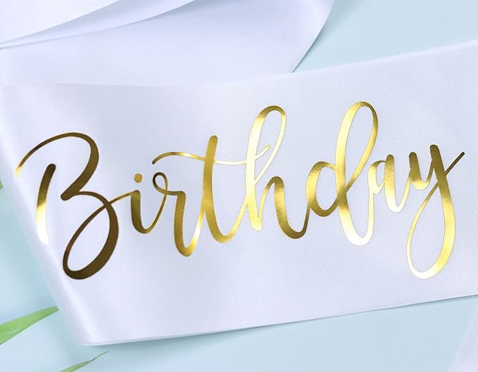 Happy 22nd Birthday Sash for Women,Men,Girls and Boys,It's my 22nd Birthday Sash White with Gold Foil Lettering.