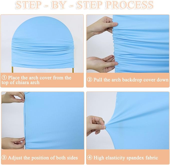 Wedding Arch Cover Set of 2 Baby Blue Arch Backdrop Cover 7.2ft, 6ft Spandex Fitted Backdrop Arch Covers Chiara Stand Cover Baby Shower Backdrop Coovers for Birthday Party Gender Reveal Decor