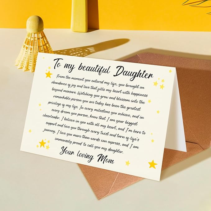 Happy Birthday Card for Daughter, Daughter Birthday Card from Mom, Birthday Gifts From a Loving Mom To Her Beautiful Gril, Decorations for Grils