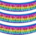 BEISHIDA 3 Packs Metallic Foil Fringe Garland Dark Rainbow Wall Hanging Tinsel Fringe Banners for Halloween Car Floats Bridal Shower Wedding Birthday Easter Graduation Holiday Party Decoration(30 Feet