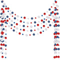 Outus 5 Pieces Blue,White,Red Round Dots Garland Easter Graduation Party Hanging Decor Each Length 13.1ft Glitter Paper Dot Streamers for Birthday Wedding Classroom
