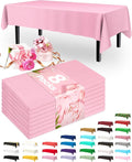 Pureegg Plastic Table Cloth Disposable 8 Pack, 54 x 108 Inch Table Cloths, Easter Party, Valentines, Mothers Day Decorations, Tablecloths, Rectangle, Pastel Plastic Cover, Leakproof & Sturdy, Pink