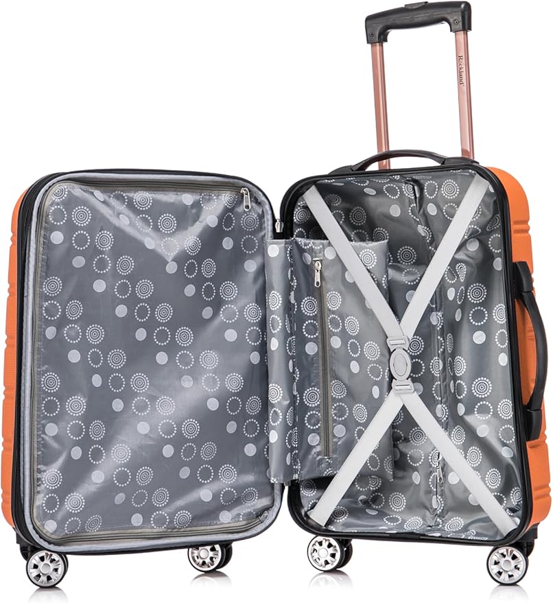 Rockland Melbourne Hardside 2 Piece Expandable Spinner Wheel Luggage Set, Carry-On 20" and Tote 14", Orange