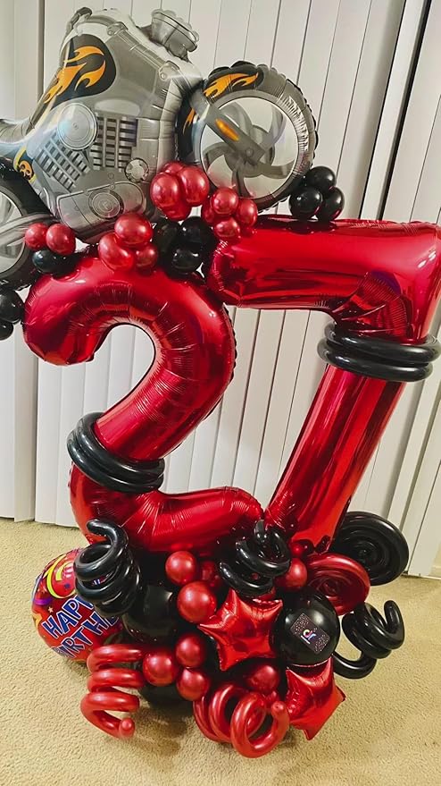 Red 2 Balloon, Number Balloon 40 Inch, Two Number Birthday Decorations, Second 2nd for Birthday Party Supplies, Number 2