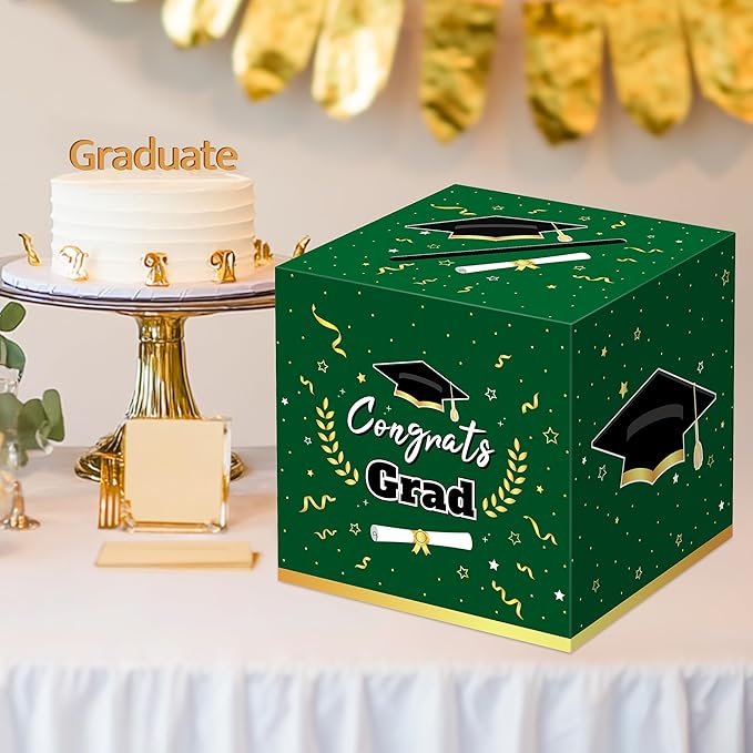 Graduation Decorations 2026 Green Graduation Card Box Graduation Party Decorations,Graduation Box,Congrats Grad Gifts Box for 2026 Graduation Party Supplies Favors