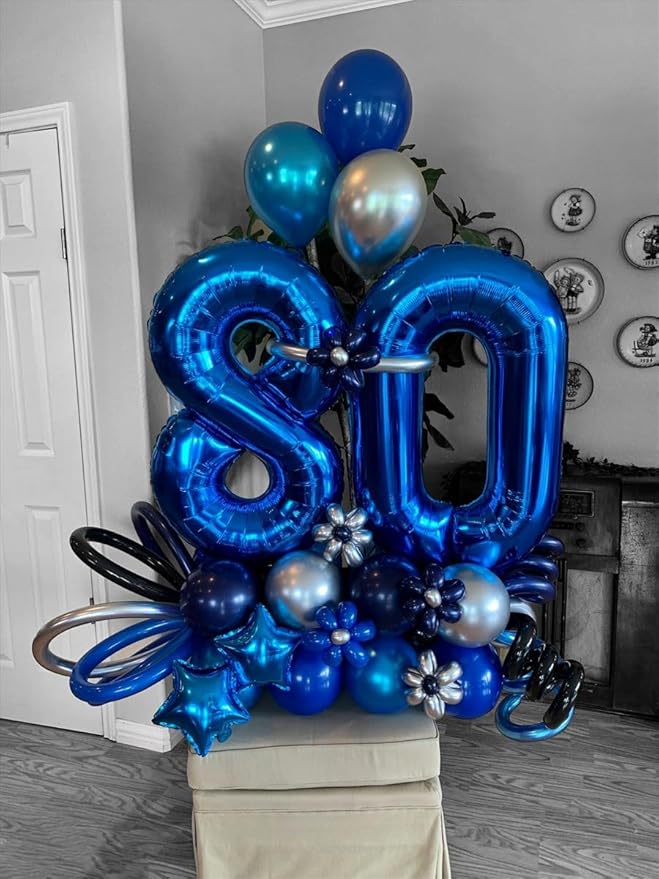 Navy Blue 9th Birthday Balloon, Foil 40 Inch Happy 9 19 29 90 Birthday for Men And Women, Foil Balloons Decoratins for Wedding Anniversary, Single, New Year, Halloween Party Syupplies