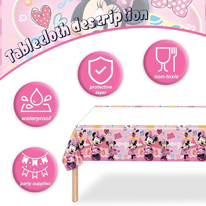 141pcs Minnie Birthday Tableware Decorations Party Plates Cups Soccer Theme Napkins Beach Ball Tablecloth for Soccer Party Decoration (Minnie)