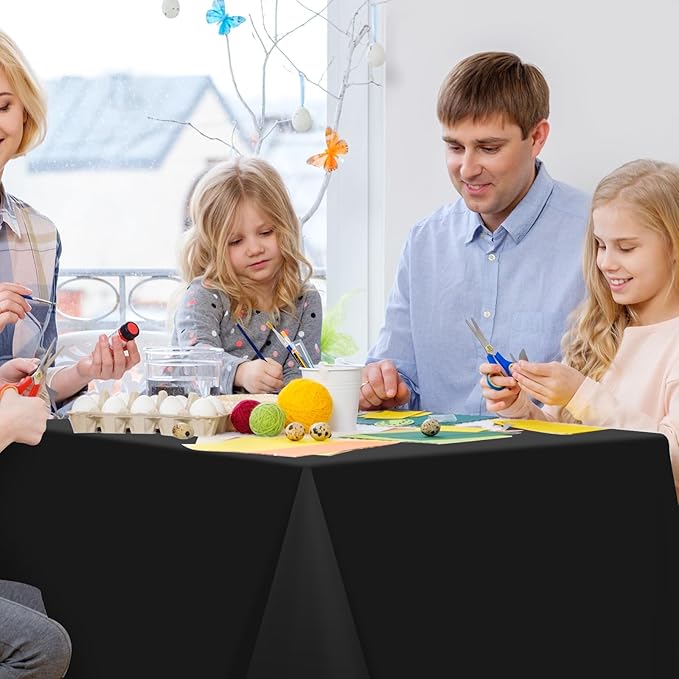 3Pcs Black Rectangle Tablecloth,Disposable Plastic Table Cloth,Waterproof Black Table Cover for Graduation Birthdays Weddings Anniversary Party Decorations,54 x 108 Inch