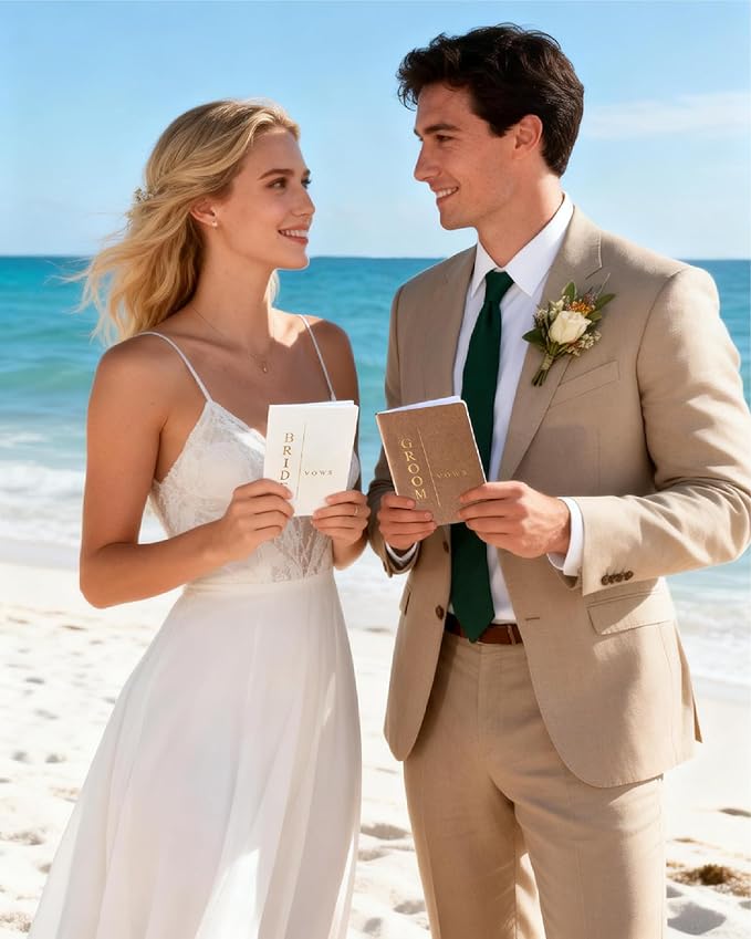 Vow Books for Bride and Groom, His and Hers Vow Books for Wedding-Soft Touch Gold Foil Engraving, Engagement | Wedding Essentials