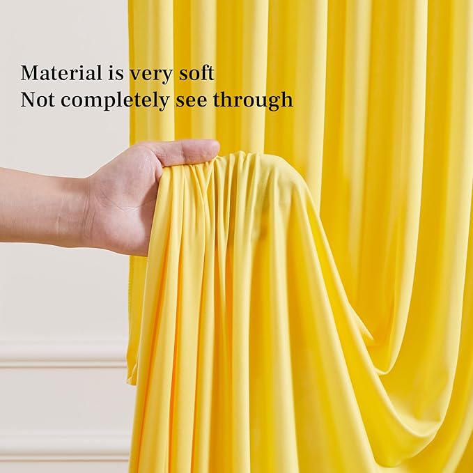 8x10FT Yellow Backdrop Curtains for Wedding Parties, Wrinkle Free Polyester Photography Backdrop Drapes for Wedding Baby Shower Birthday Parties Stage Background Stand Decorations 4x10ft,2 Panels
