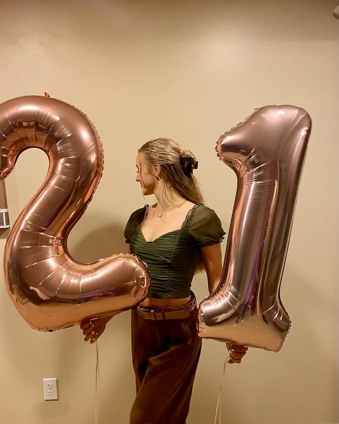 Rose Gold Number 8 Balloon 40 Inch, 8 Balloon Number, 8th Birthday Decorations, Rose Gold Party Supplies for Boys Girls