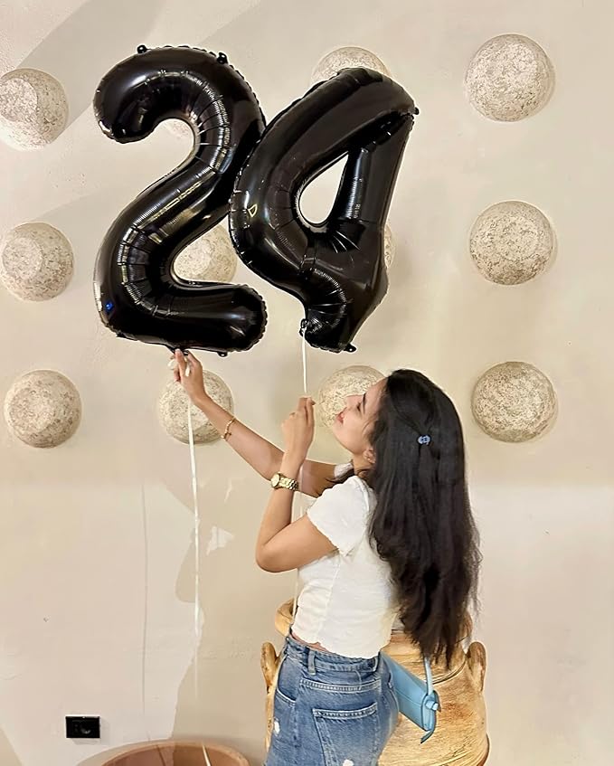 4 Balloon, Black Number Balloon 40 Inch, 4th Gold and Black Party Decorations, Four Large Numbers for Party Decor, Number 4 Balloon
