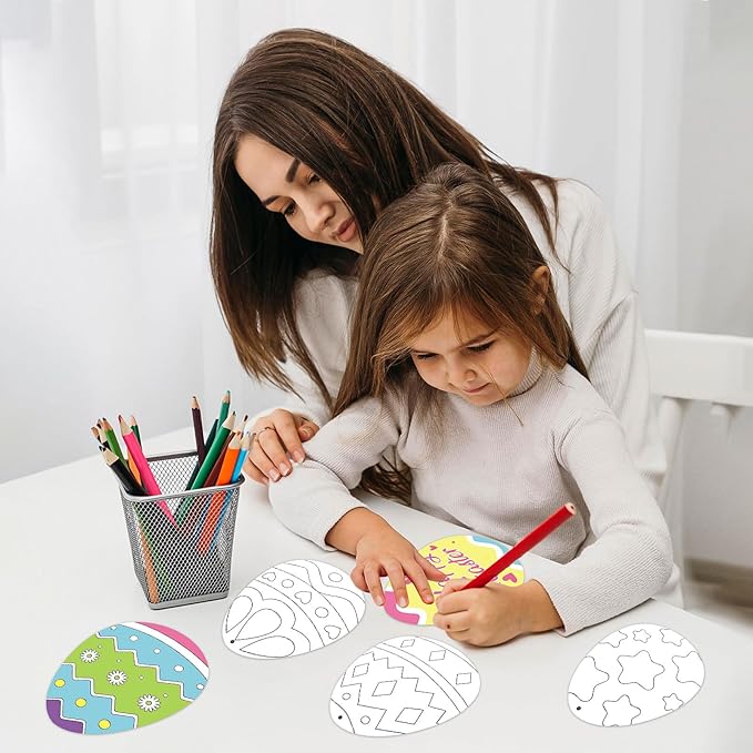 Hedeey 90 Pcs Easter Paper Egg Crafts, Color Your Own Egg Crafts, Easter DIY Crafts for Kids Party Activity Classroom Decor. (Eggs)