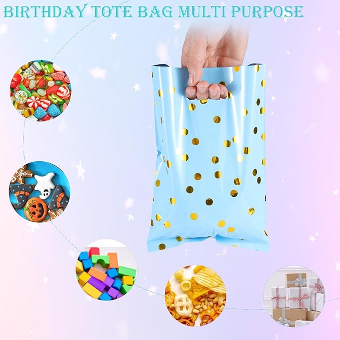 Agaommio 30pcs Party Favor Bags for Kids Birthday Goodies Bags,Christmas Gift Bag Plastic Gift Bags for Kids Girls Boys Candy Birthday Party Favor Gift Wraps (30pcs Polka Dot Pattern 6colors)