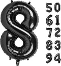 8 Black Number Balloons, 40 Inch Number Balloon, 8th Birthday Decorations - 8, 18, 28, 38, 80 Balloons