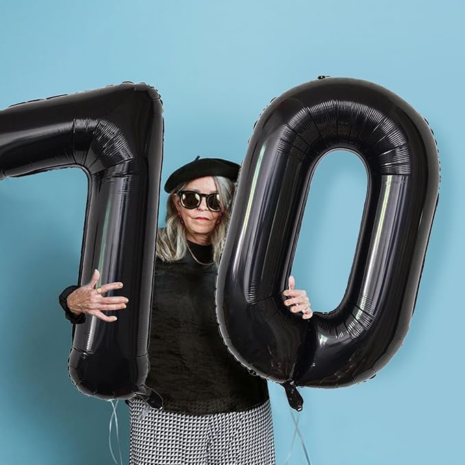 Number Balloons Black Party Balloon - Giant Number 10 Balloon, 40 Inch Large Balloon for Birthday Decorations, Black Party Supplies for Men Women