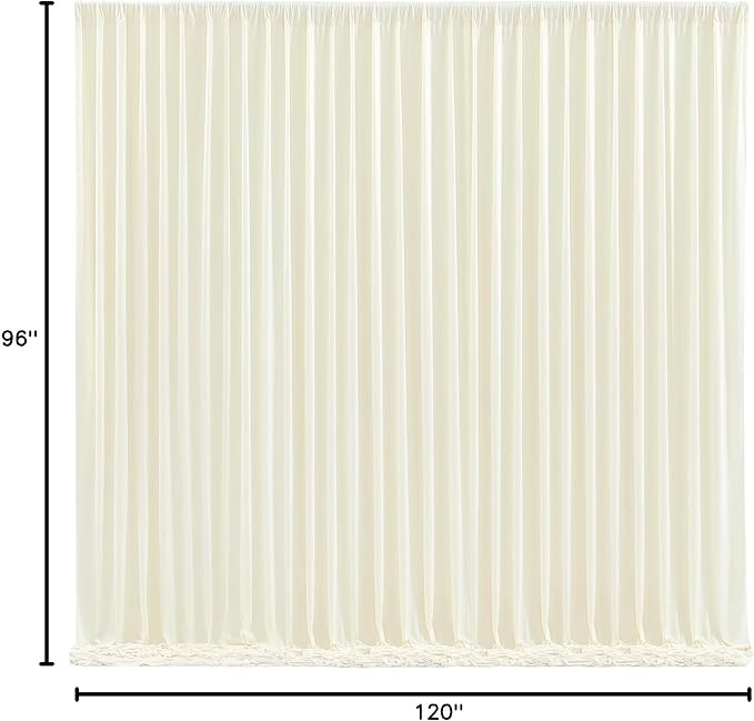 Wish Care Ivory Backdrop Curtains 4 Panels - Wrinkle-Free Polyester Photography Drapes for Wedding, Baby Shower, Birthday Party & More - 16 X10FT (Ivory)