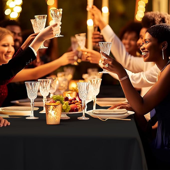 6 Pack Premium Disposable Plastic Tablecloth 54" x 108" Party Table Cloths Disposable for 6 to 8 Foot Tables Indoor or Outdoor Parties Birthdays Weddings Christmas Anniversary Buffet Table (Black)