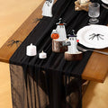 Socomi 6pcs Black Cheesecloth Table Runner Easter Spring Gauze 120 Inch Rustic Boho Cheese Cloth Runner for Wedding Party Baby Bridal Shower Centerpiece Decoration Holiday Home Decorations