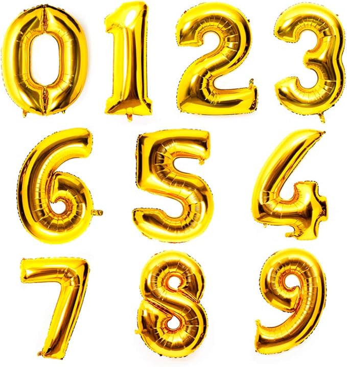 40 Inch Large Foil Helium Number Balloon Birthday Wedding Party 0-9 (Gold, 6)