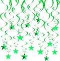 BEISHIDA Green Star Hanging Swirl Decorations,Hanging Gold Party Supplies for Graduation Wedding Baby Shower Decorations,Pack of 15