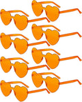 Frienda 8 Pairs Heart Shaped Sunglasses for Women Rimless Heart Glasses Candy Color Sunglasses for Party Favor