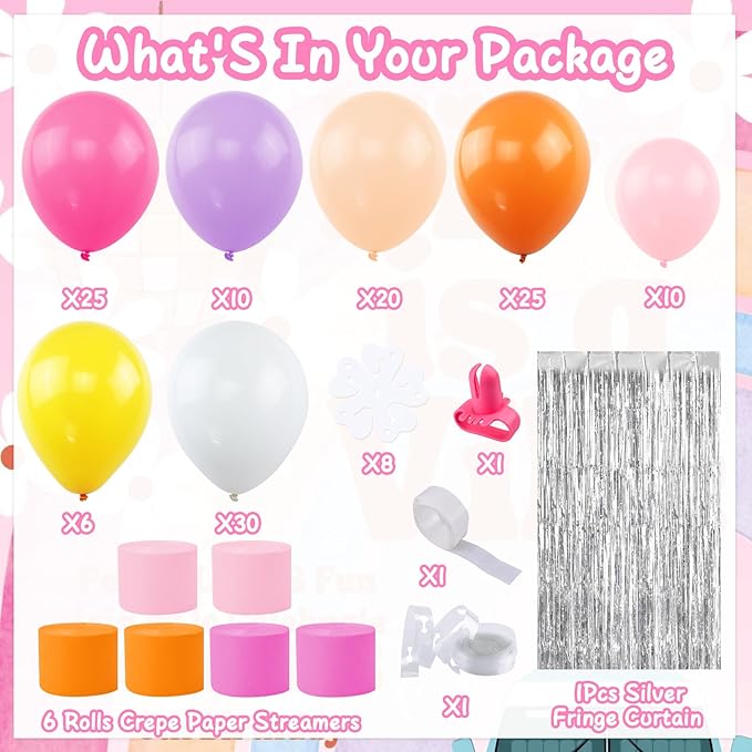 Pink Orange Groovy Balloon Arch Fringe Backdrop, Daisy Balloon Garland Arch Kit, Groovy Streamers for Flower Groovy Birthday Baby Shower Wedding Bachelorette Groovy Party Decorations