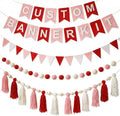 139 Pcs Felt DIY Custom Banner Kit Include 104 Letters 18 Swallowtail Flags 15 Pennants 2 Pcs Pom Pom Garland Tassel Pompom Decoration for Home Baby Shower Birthday(Valentine's Pink)