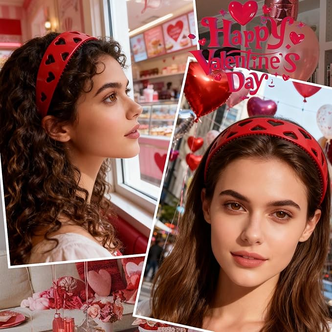 Valentines Headband New u Shape Fashion Tooth Hair Comb Headbands Hollow Heart Headband Vintage High Cranium Hairband with Teeth Head Bands for Women Holiday Party Head Wear Accessories Gift 1pcs