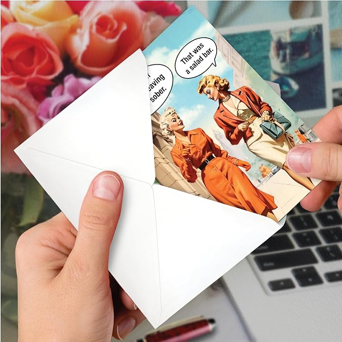 NobleWorks Funny Birthday Paper Card with 5 x 7 Inch Envelope (1 Card) Bday Salad Bar C11061BDG
