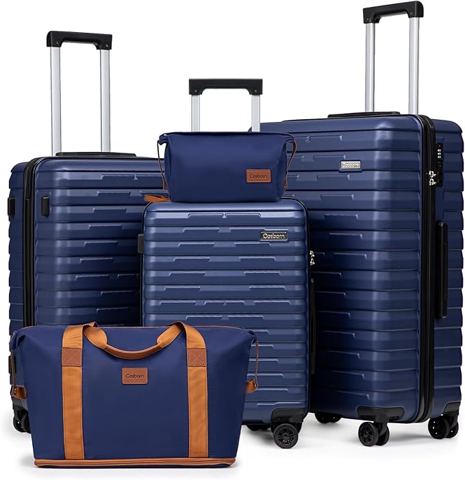 Cosbarn Luggage Sets 5 Piece Suitcases with Wheels, Suitcase Set ABS Hard Case Luggage with Spinner Wheels Durable Travel Luggage