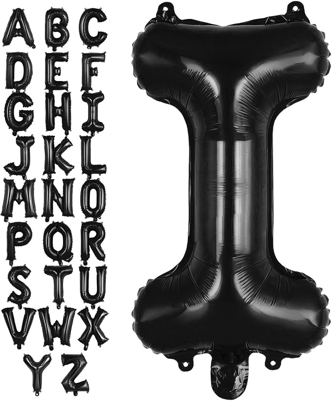 Black Letter I Balloons, 40 Inch Large Foil Letter Balloons, Custom Phrase Balloon for Birthday Party Wedding Anniversary Decoration (Black I)