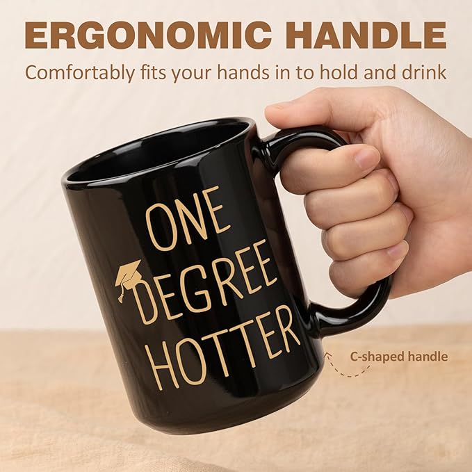 Graduation Gifts for Her, Him - 15oz Ceramic One Degree Hotter Mug - 2026 Funny College, Masters Degree, Phd, Nursing & Nurse, High School Grad Gifts for Women Men, Graduation Party Decorations