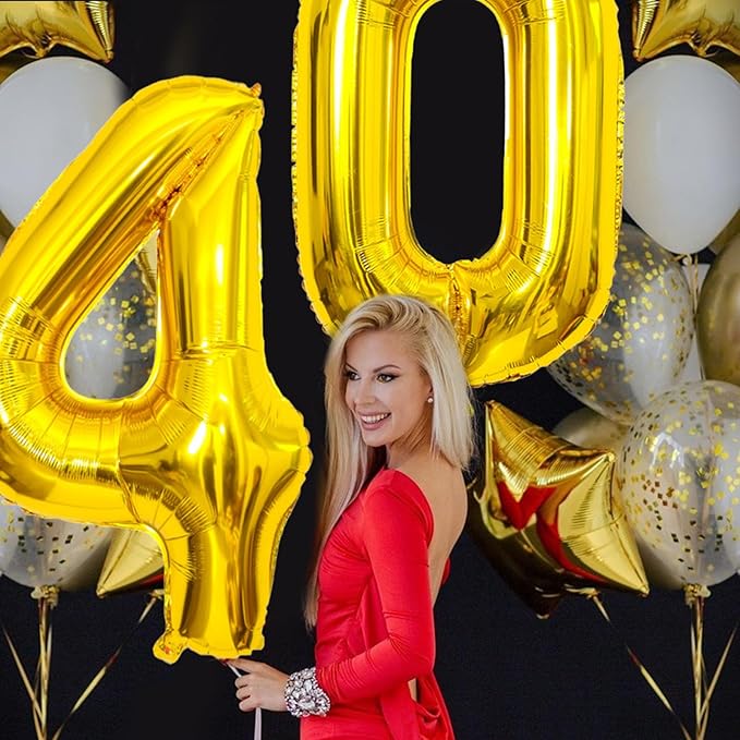 Gold Number Balloons Birthday Balloons - Giant Gold Number 40 Balloon 40 inch, Numbers Balloon 10th Birthday Decorations, Gold Party Supplies for Women Men