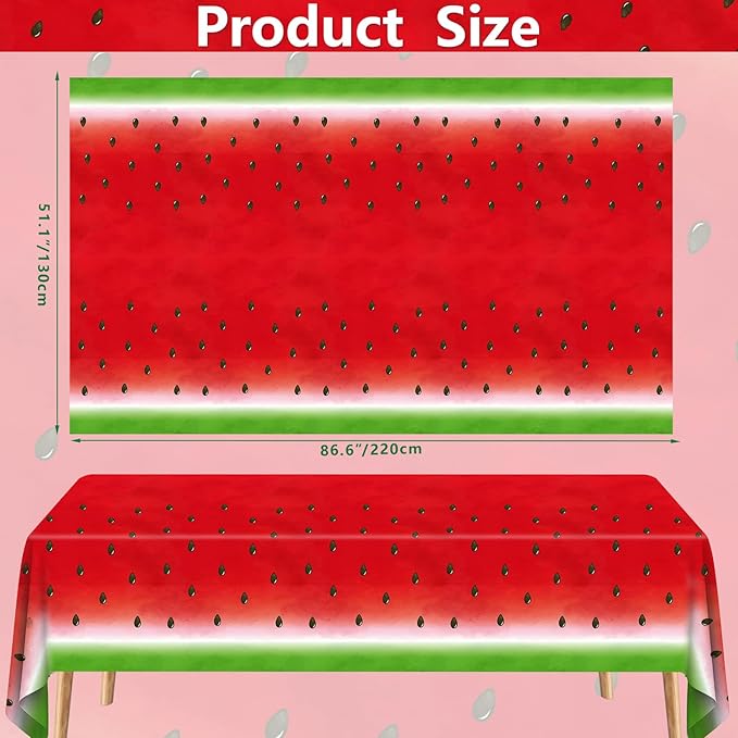 LKITMIUT 4 Pack Watermelon Party Tablecloth Watermelons Table Cover One in A Melon Plastic Table Cloth Watermelons Theme Tablecloth Watermelon Birthday Party Supplies Fruit Theme Decor 86 x 51 Inch