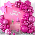 Magenta and Hot Pink Balloon Arch Kit, Metallic Magenta and Hot Pink Balloon Garland Kit, Rose Red Chrome Balloons Different Sizes for Bachelorette Party Birthday Wedding Party Decorations